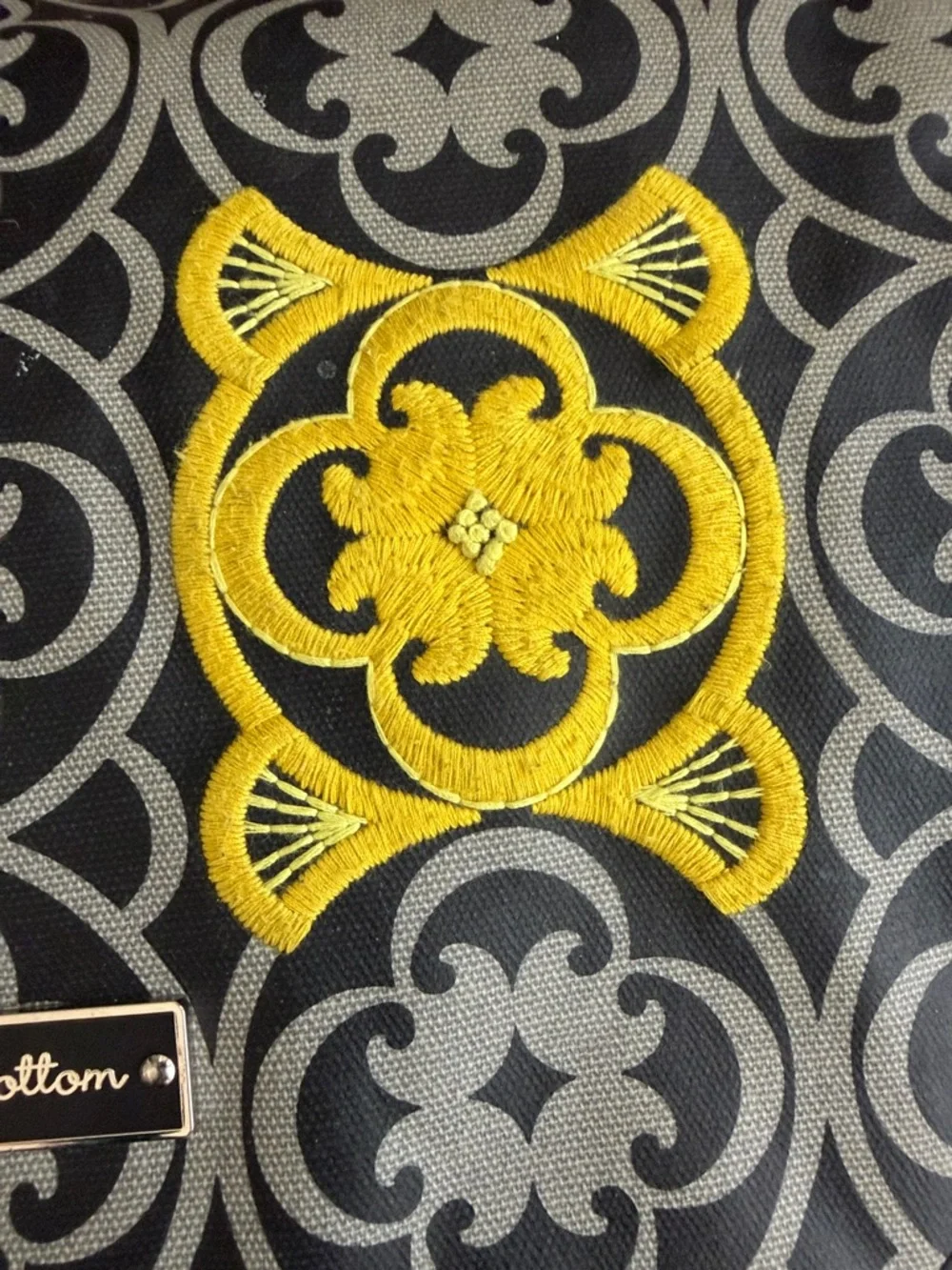 Petunia Pickle Bottom Black and Gray Messenger Bag with Yellow Detail